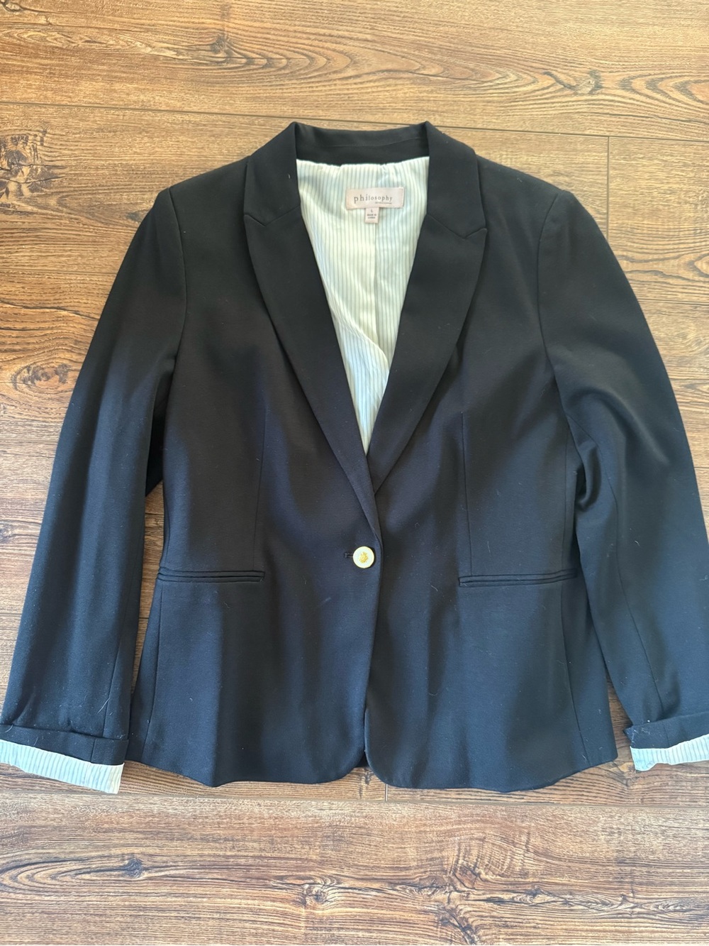 Philosophy Black Single-Button Notch Lapel Blazer